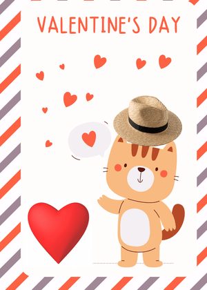 Happy Valentine's Day Card: Cute Cat on Valentine's Day Card