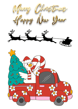 Merry Christmas &amp; Happy New Year Card: Santa Claus and Reindeer