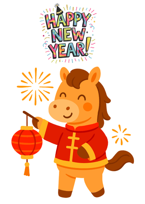 Happy New Year Card: Happy New Year Cartoon Horse