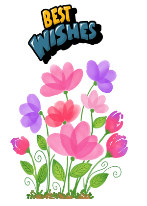 Best Wishes Card: Colorful Floral Arrangement with Best Wishes