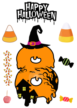 Halloween Canva Greeting Card: Halloween Candy and Jack-o'-lantern