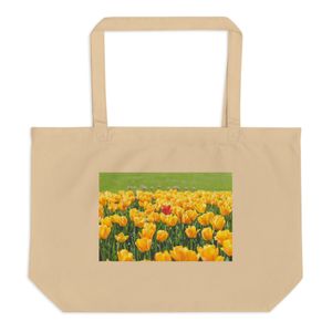 Eco Tote Bag with 'Field of Vibrant Yellow Tulips' Design