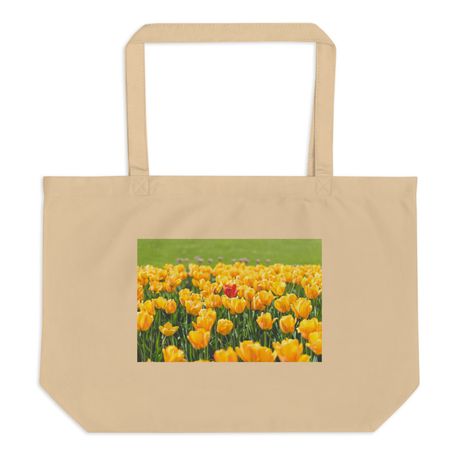 Eco Tote Bag with 'Field of Vibrant Yellow Tulips' Design
