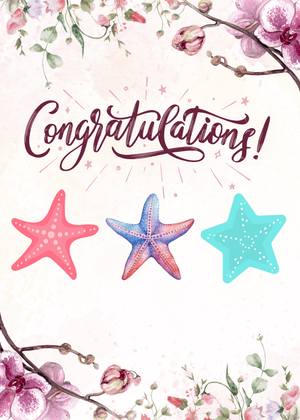 Congratulations Greeting Card: Colorful Starfish Celebration