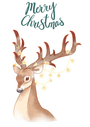 Merry Christmas Card: Reindeer with Festive Lights