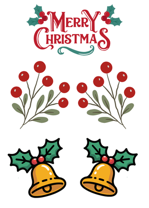Merry Christmas Card: Festive Christmas Design with Holly Bells