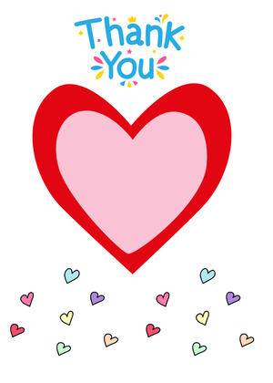 Thank You Card: Colorful Hearts with Thank You Message
