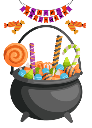 Halloween Canva Greeting Card: Halloween Candy Cauldron