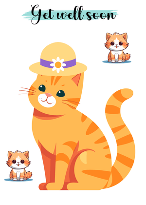 Get Well Soon Card: Cute Cats with Get Well Soon Message