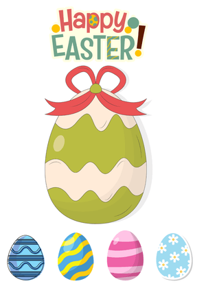 Happy Easter Card: Colorful Easter Eggs Design