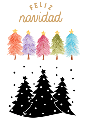 Feliz Navidad Card: Colorful Christmas Trees
