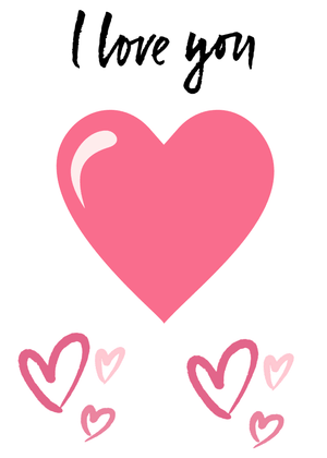 I Love You with Hearts Card: Pink Heart with Love Message