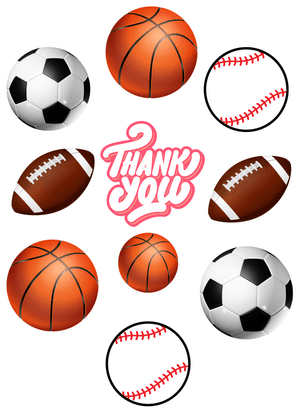 Thank You Card: Sports Balls and Thank You Note