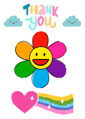 Thank You Card: Colorful Smiley Flower
