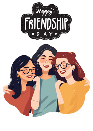 Happy Friendship Card: Three Friends Celebrating Friendship Day