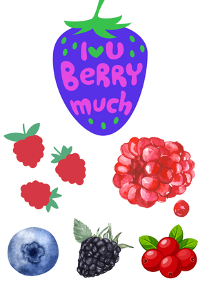 I Love You Berry Much Card: Berry Themed Digital Art