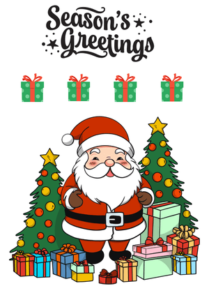 Season's Greetings Card: Santa Claus with Presents