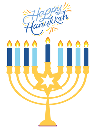 Happy Hanukkah Card: Hanukkah Menorah with Flames