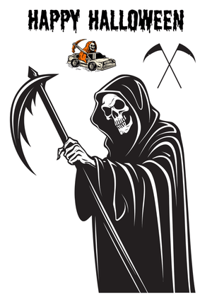 Halloween Canva Greeting Card: Grim Reaper Halloween Design