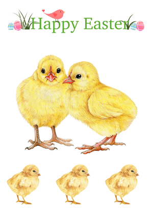 Happy Easter Card: Easter Chicks with Festive Greeting