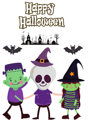 Halloween Canva Greeting Card: Halloween Monster Trio