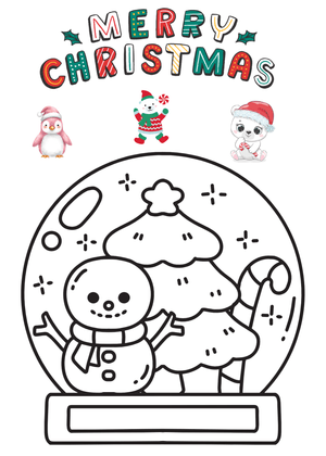Merry Christmas Card: Christmas Snowman Coloring Page