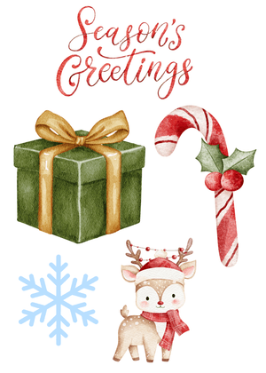 Season's Greetings Card: Festive Holiday Symbols