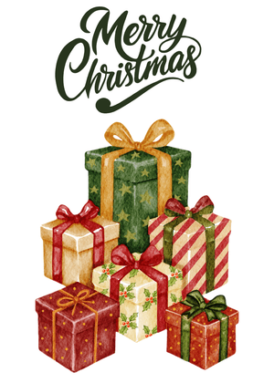 Merry Christmas Card: Christmas Gift Pile