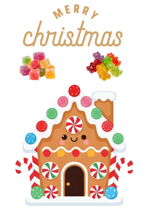 Merry Christmas Card: Gingerbread House with Christmas Candies