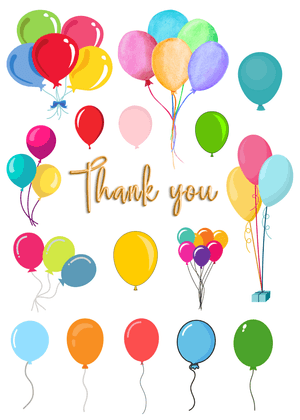 Thank You Card: Colorful Balloon Celebration