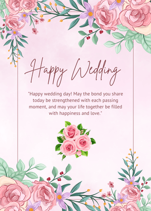 Happy Wedding Day Card: Floral Wedding Card Design
