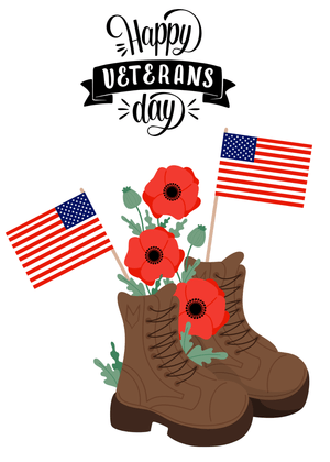 Happy Veteran's Day Card: Veterans Day Symbols with Flags