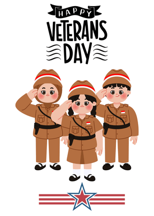 Happy Veteran's Day Card: Happy Veterans Day Saluting Children