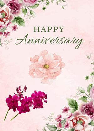 Happy Anniversary Card: Elegant Anniversary Card with Flowers