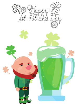 St. Patrick Day Card: Leprechaun with Green Beer