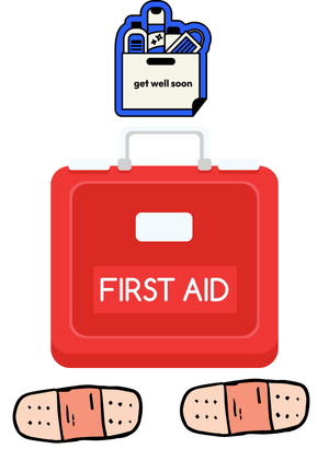 Get Well Soon Card: Colorful First Aid Kit and Bandages