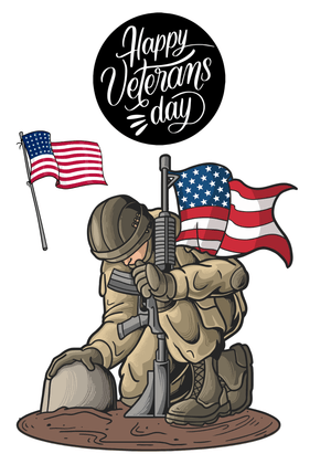 Happy Veteran's Day Card: Soldier Kneeling on Veterans Day