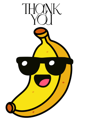 Thank You Card: Cool Banana Cartoon with Thank You