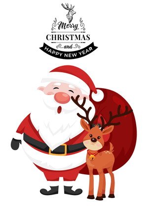Merry Christmas &amp; Happy New Year Card: Santa Claus and Reindeer