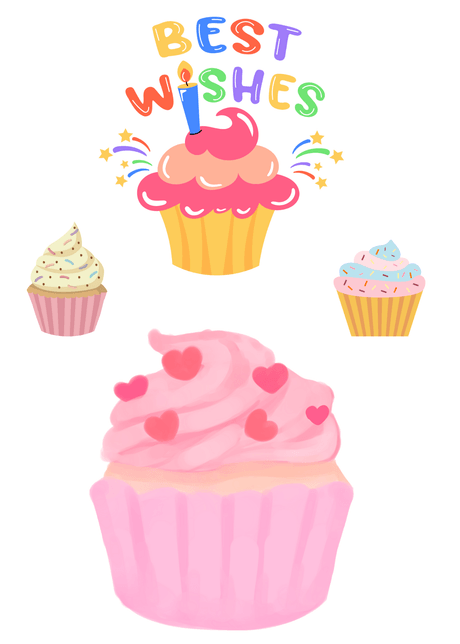 Best Wishes Card: Colorful Cupcakes with Best Wishes
