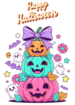 Halloween Canva Greeting Card: Playful Halloween Pumpkin Stack