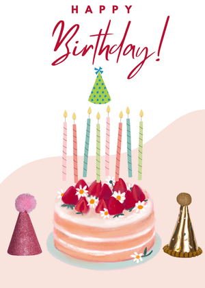 Happy Birthday Greeting Card: Colorful Birthday Cake Celebration