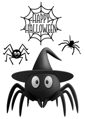 Halloween Canva Greeting Card: Halloween Spider with Hat
