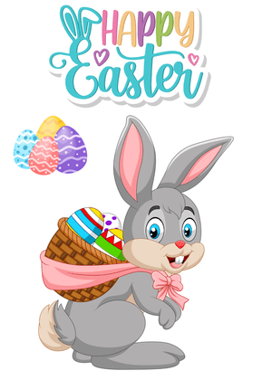 Happy Easter Card: Easter Bunny with Colorful Eggs