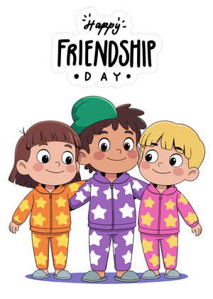 Happy Friendship Card: Three Friends Celebrating Day