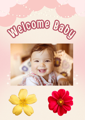 Welcome Baby Card: Smiling Baby Welcome Card