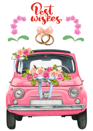 Best Wishes Card: Charming Wedding Car