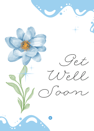 Get Well Soon Card: Blue Flower