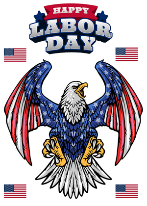 Happy Labor Day Card: Patriotic Eagle and Labor Day Banner