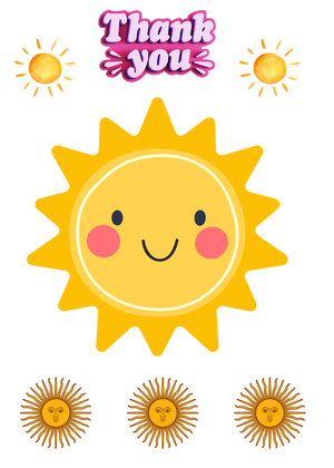 Thank You Card: Smiling Sun and Thank You Message